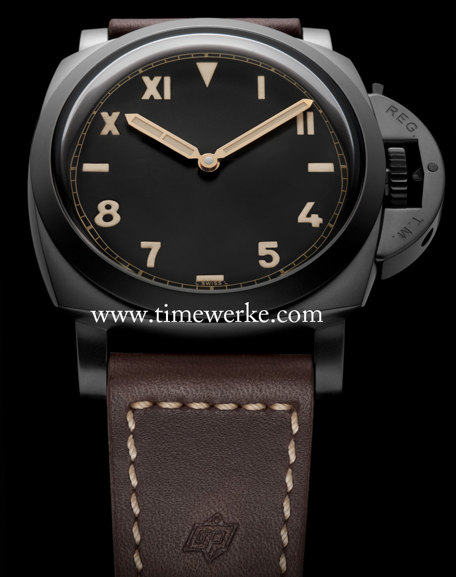 The PAM 629 or Panerai Luminor 1950 3 days Titanio DLC 47mm is powered by the brand’s in-house Calibre P.3000 manual-winding movement with 72 hours or three days of power reserve. Photo: © Panerai